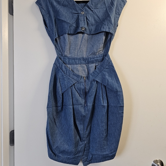 Denim Mini Dress w/ Cut Out Back - Picture 2 of 2